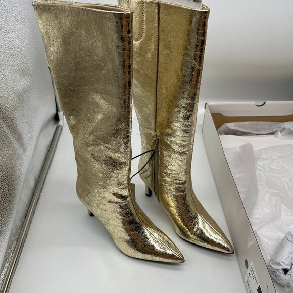 Worthington Womens Pleasant Stiletto Heel Dress Boots Gold Size 6 - Picture 2 of 10